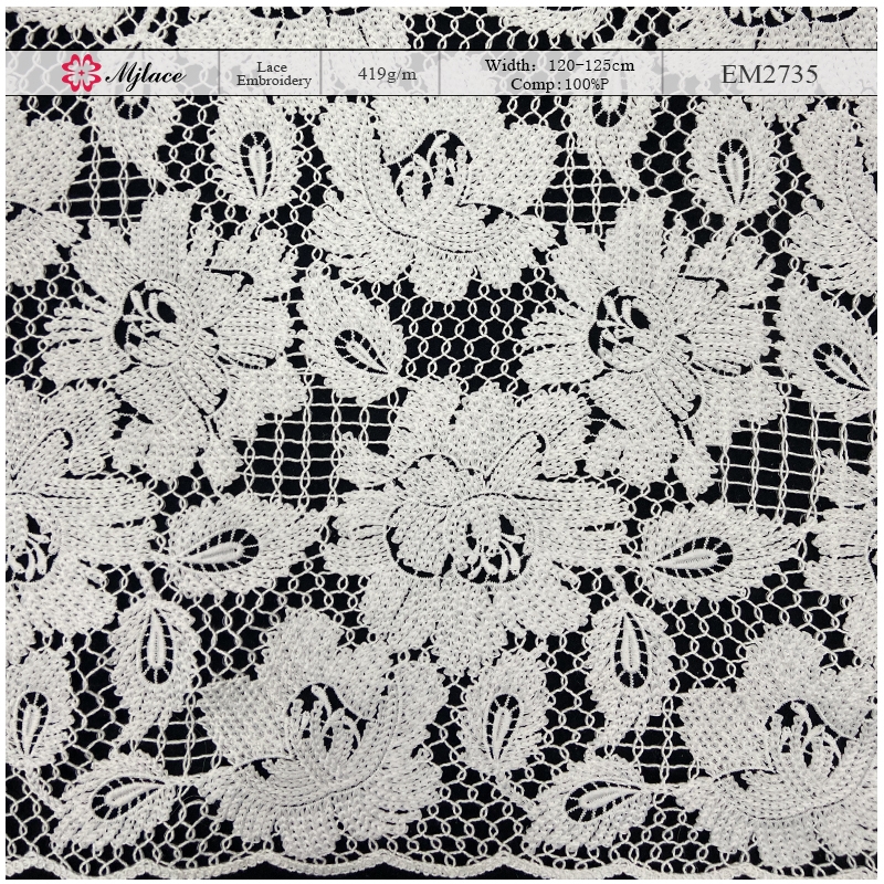 Scattered floral embroidery on tulle