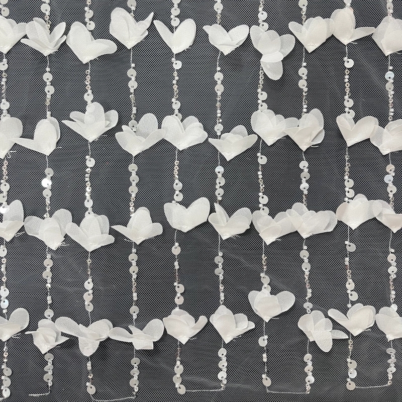 Lace with sequin and bead appliques