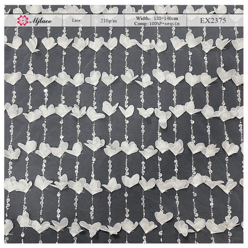 Sequined floral embroidery lace trim