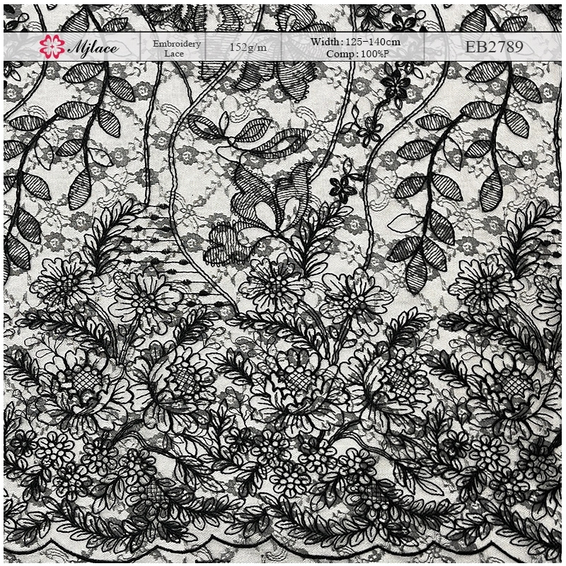 Delicate Floral Cord Embroidery Lace Fabric – Lightweight Trim by MJlace
