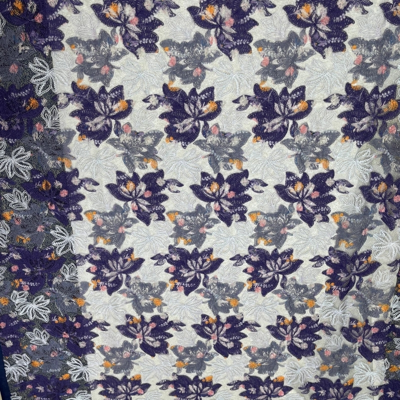 Airy Floral Cord Embroidery Lace Fabric – Lightweight Embroidered Lace by MJlace