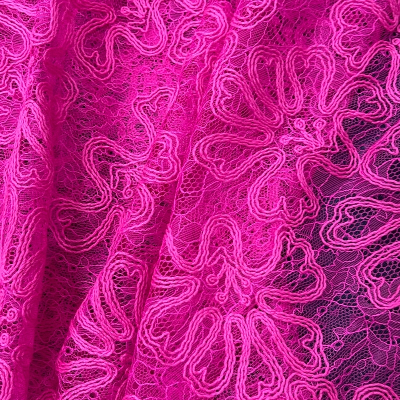 Delicate Floral Cord Embroidery Lace Fabric – Airy Textured Trim by Mijlace