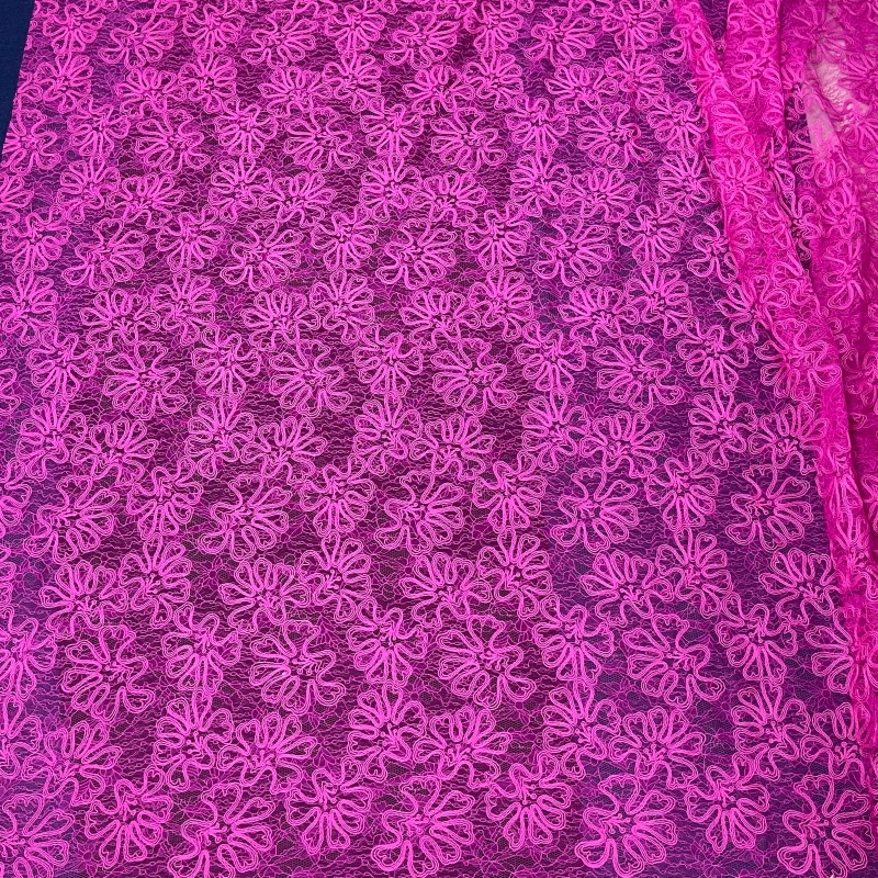 Delicate Floral Cord Embroidery Lace Fabric – Airy Textured Trim by Mijlace