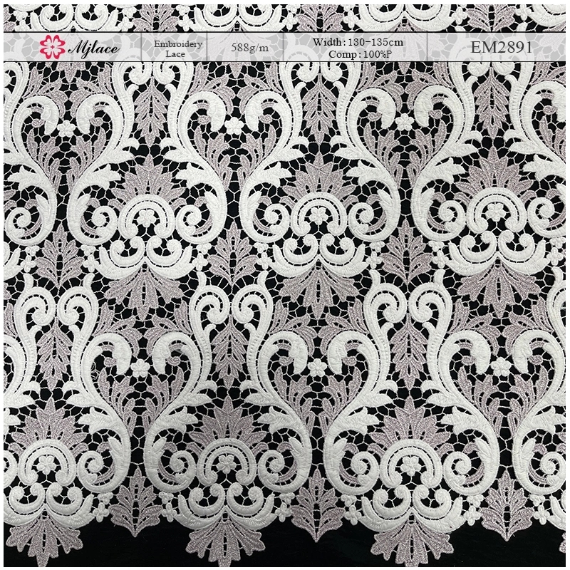 Heavyweight Multi-Color Floral Water-Soluble Embroidered Lace Fabric – MJlace