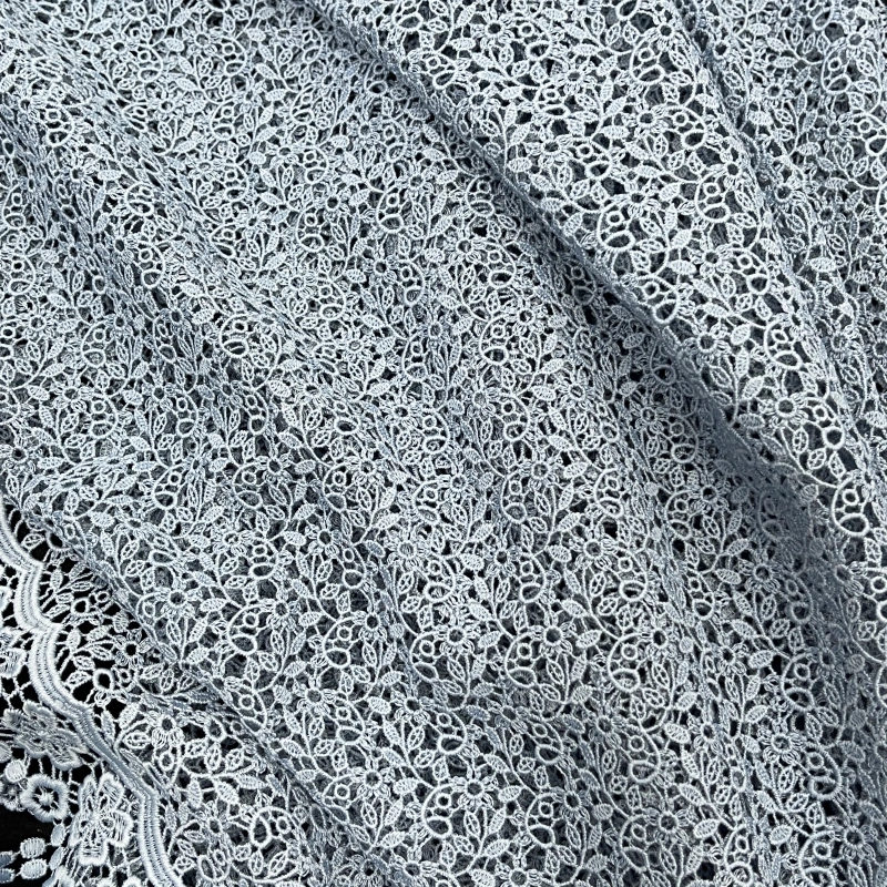 Floral Water-Soluble Embroidered Lace with Fringe Detail – Tassel Trim Fabric by MJlace
