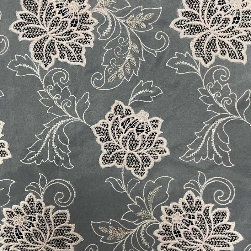 Gold Thread Laser Embroidered Lace Fabric – Metallic Floral Trim by MJlace