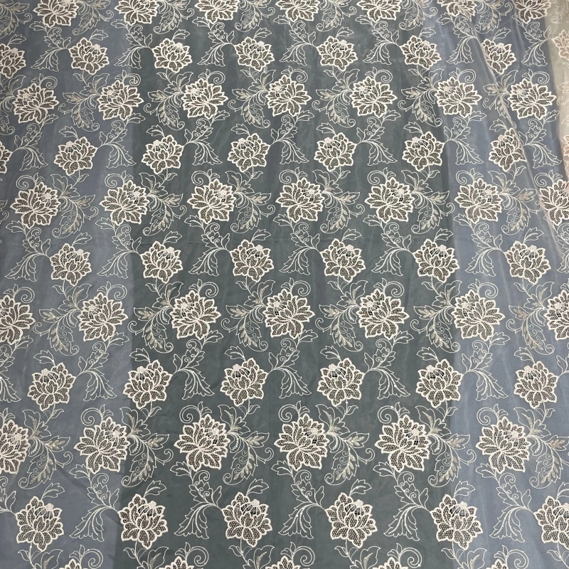 Gold Thread Laser Embroidered Lace Fabric – Metallic Floral Trim by MJlace