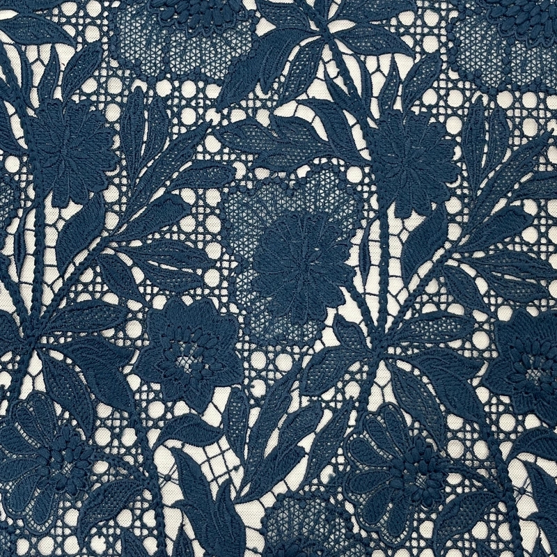 Imperial Bloom Heavyweight Water-Soluble Embroidered Lace – Dense Floral Embroidery Fabric