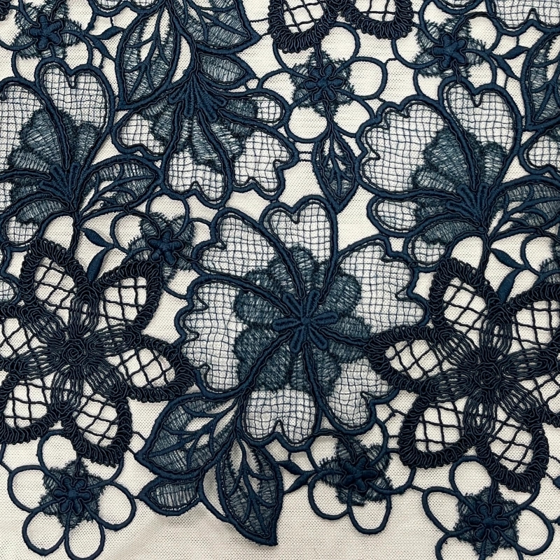 Opulent Garden Heavyweight Water-Soluble Embroidered Lace – Rich Floral Embroidery Fabric