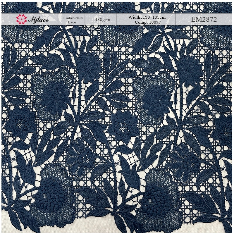 Imperial Bloom Heavyweight Water-Soluble Embroidered Lace – Dense Floral Embroidery Fabric