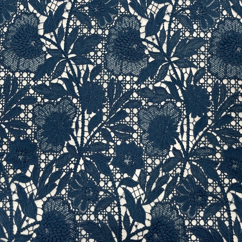 Imperial Bloom Heavyweight Water-Soluble Embroidered Lace – Dense Floral Embroidery Fabric