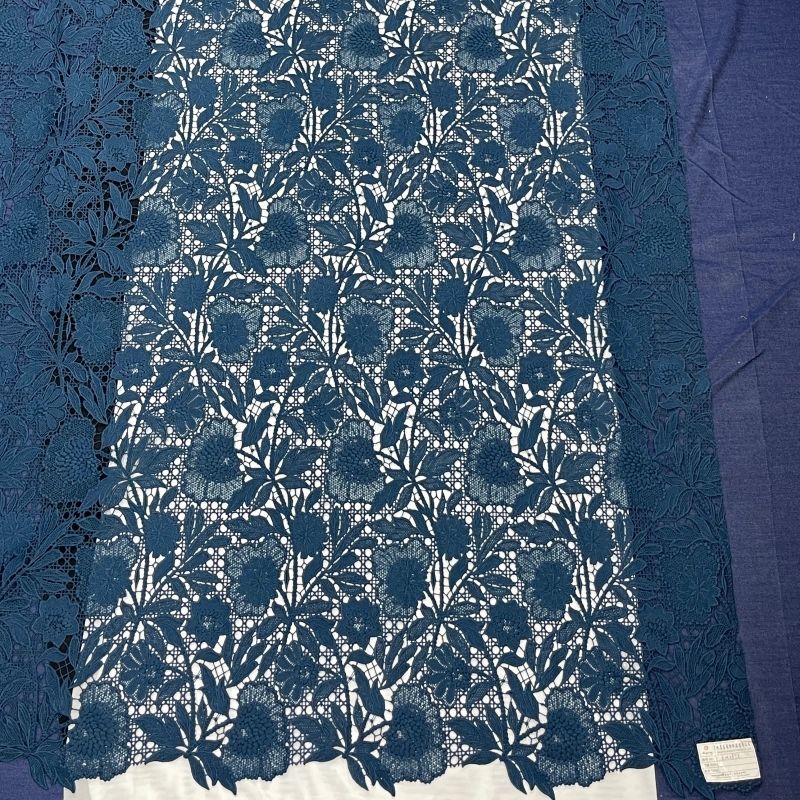 Imperial Bloom Heavyweight Water-Soluble Embroidered Lace – Dense Floral Embroidery Fabric