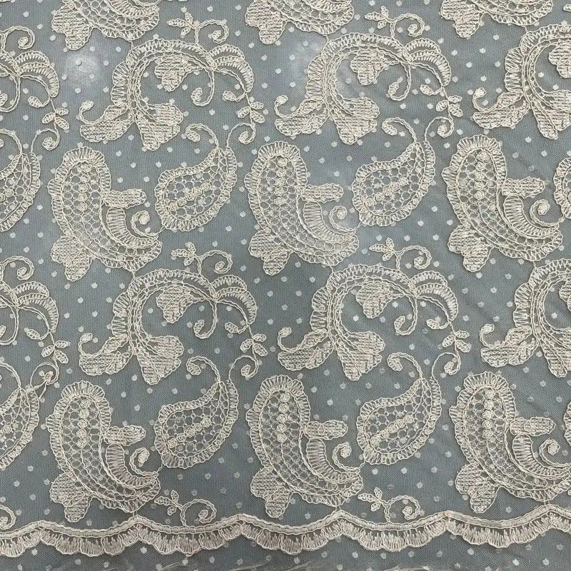 Paisley Vine Cord Embroidery Lace – Paisley Floral Embroidered Lace Fabric