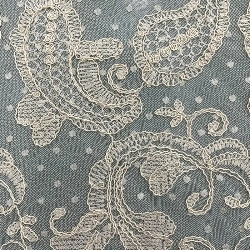 Paisley Vine Cord Embroidery Lace – Paisley Floral Embroidered Lace Fabric