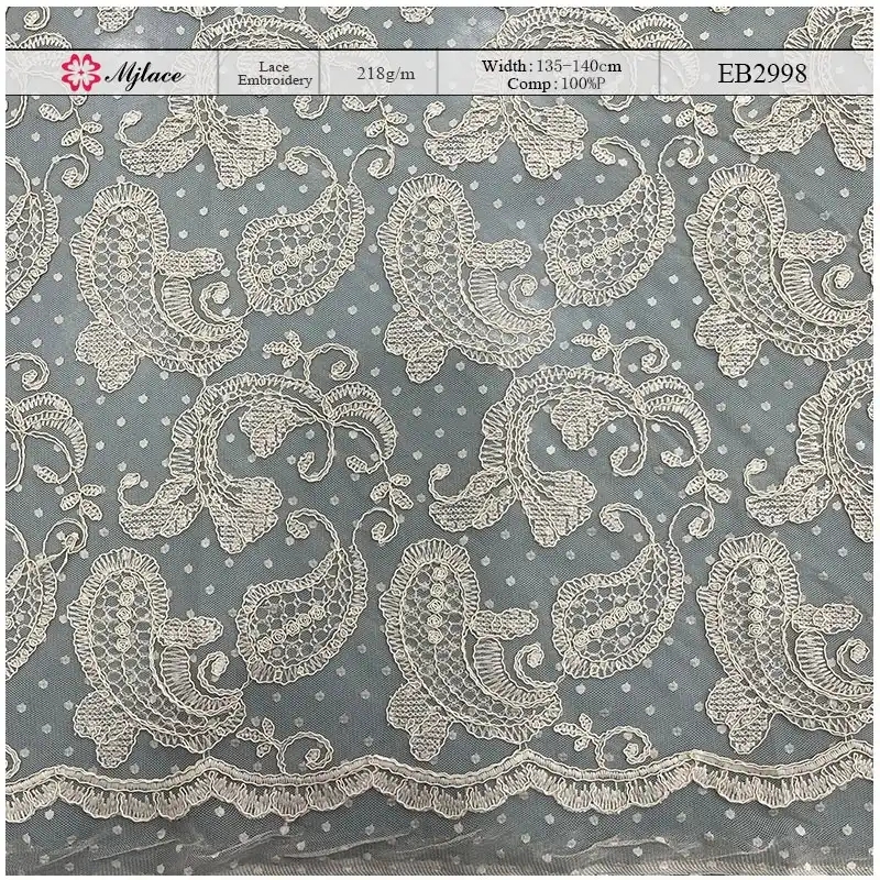 Paisley Vine Cord Embroidery Lace – Paisley Floral Embroidered Lace Fabric