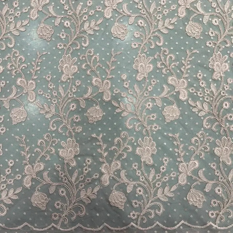 Meadow Vine Laser Cord Embroidery Lace – Floral Vine Laser Cord Lace Fabric