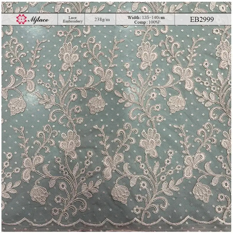 Meadow Vine Laser Cord Embroidery Lace – Floral Vine Laser Cord Lace Fabric