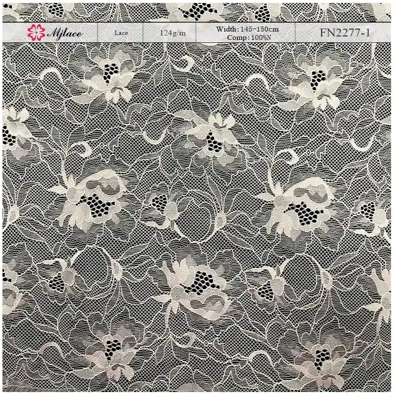 MeadowSong Lightweight Sheer Nylon Lace – Delicate Floral Embroidered Fabric