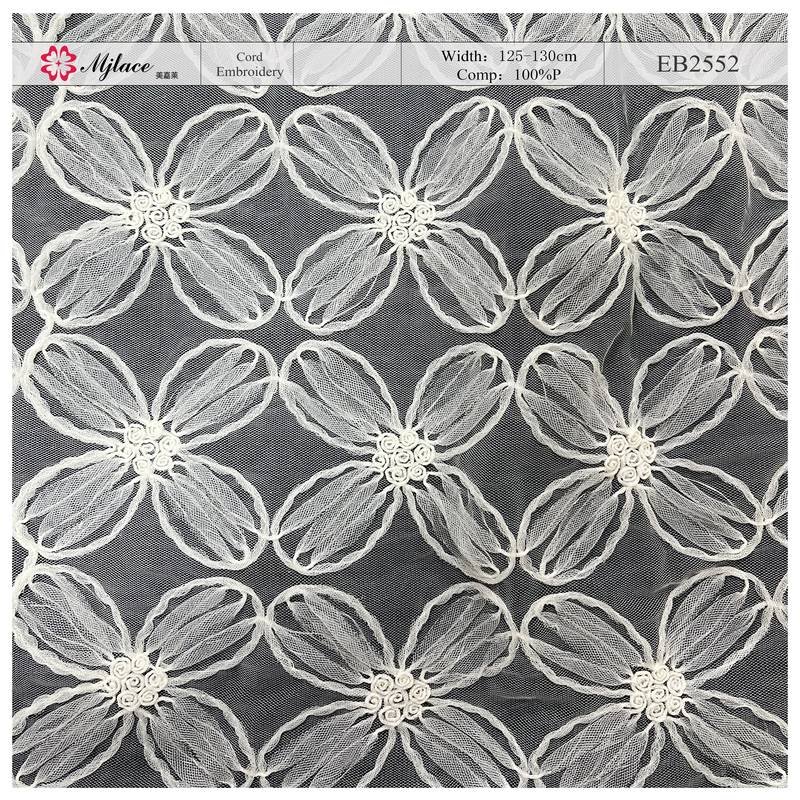 Floral 3D Cord Embroidery Raised Fabric – Textured Trim by MJlace