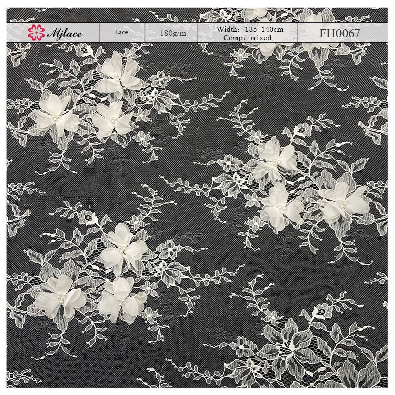 Sculpted Bloom Dimensional-3D Raised Floral Lace Fabric 