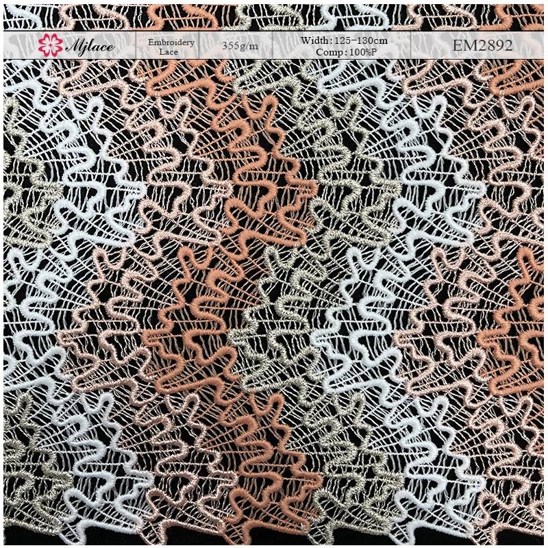 Vibrant Multi-Color Floral Water-Soluble Embroidered Lace Fabric