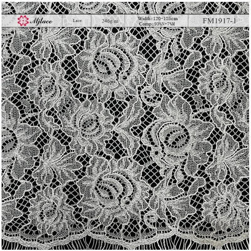 Delicate Floral Embroidered Lace Fabric – Soft Nylon Blend Trim by MJlace
