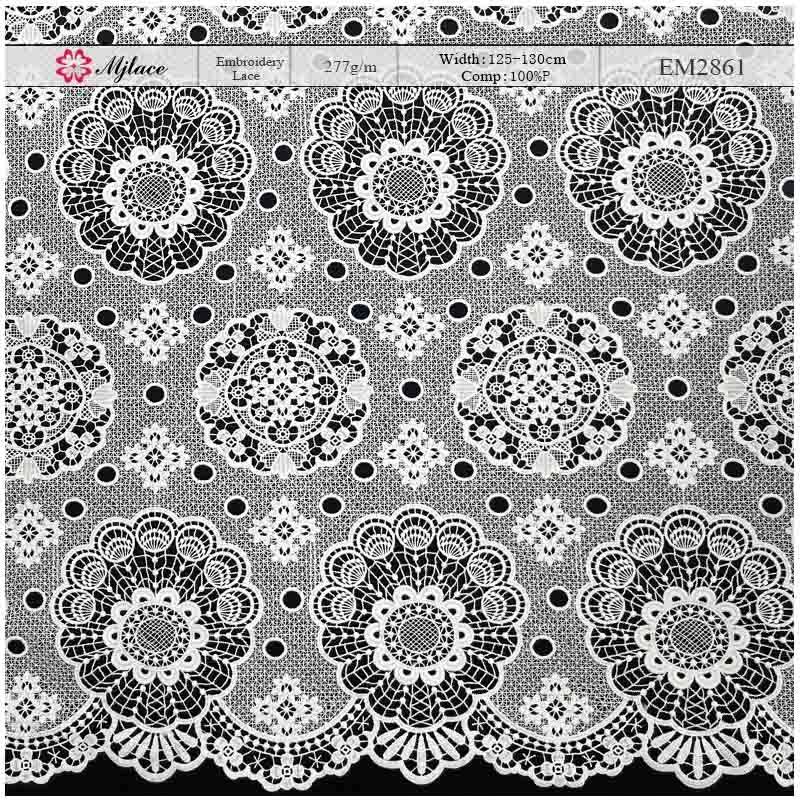 Elegant Floral Water-Soluble Embroidered Lace Fabric – Classic Medium-Weight Trim by MJlace