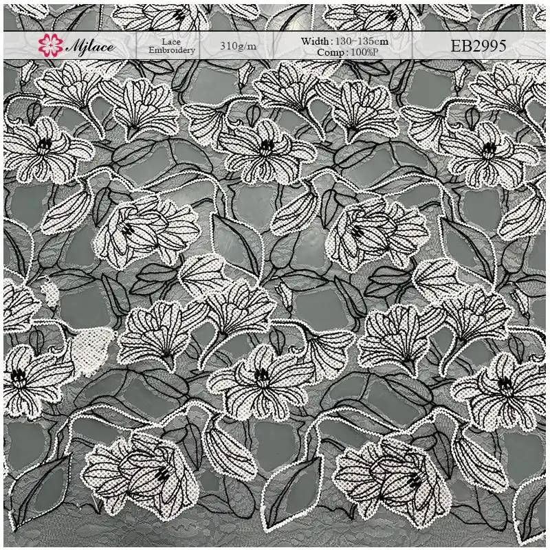 Luminous Petal Multi-Color Laser Embroidery Lace – Floral Laser Cut Fabric
