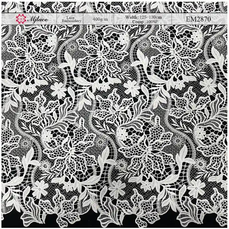 Royal Bloom Heavyweight Water-Soluble Embroidered Lace — Rich Floral Embroidery Fabric
