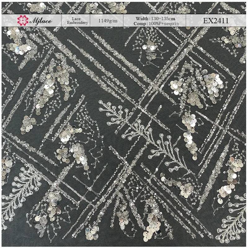 Celestial Shimmer Sequin Embellished Lace – Bridal & Evening Sequin Fabric