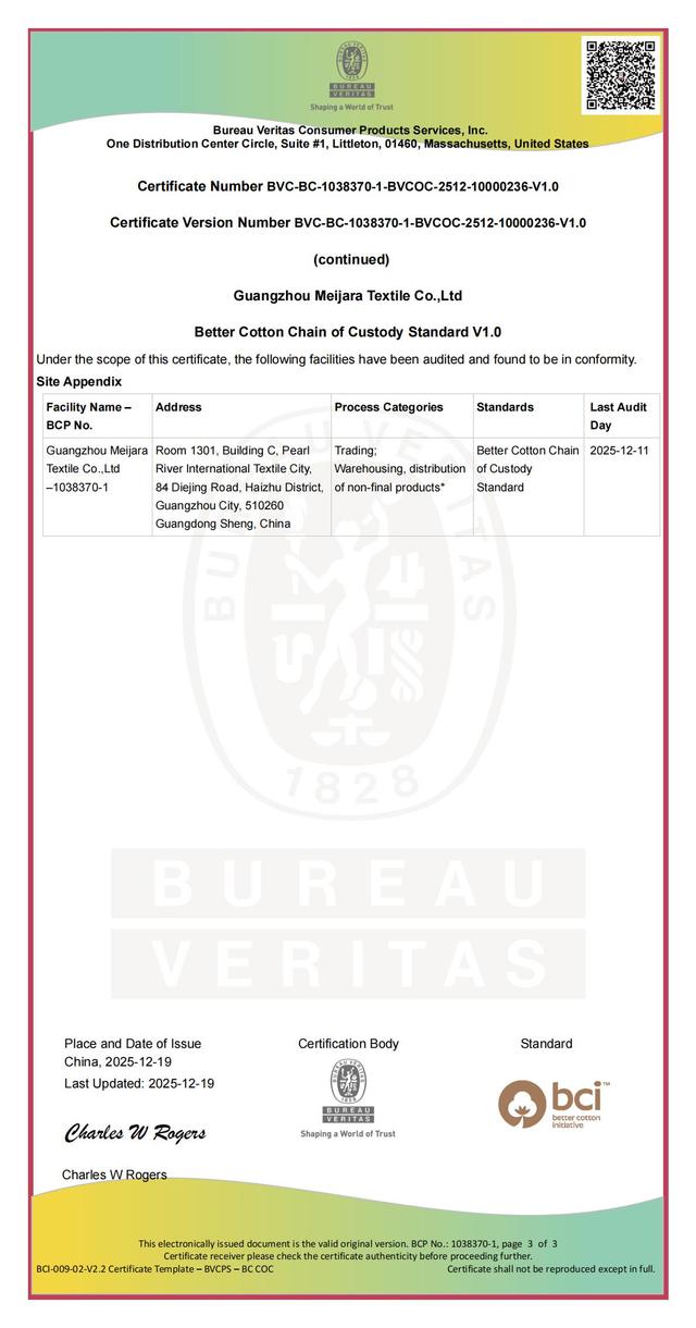 Meijara BCI COC factory audit details