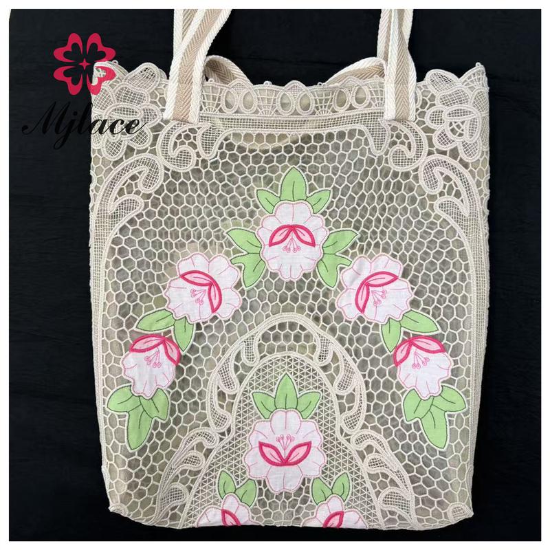 Embroidered Floral Lace Tote Bag – Elegant & Chic Design