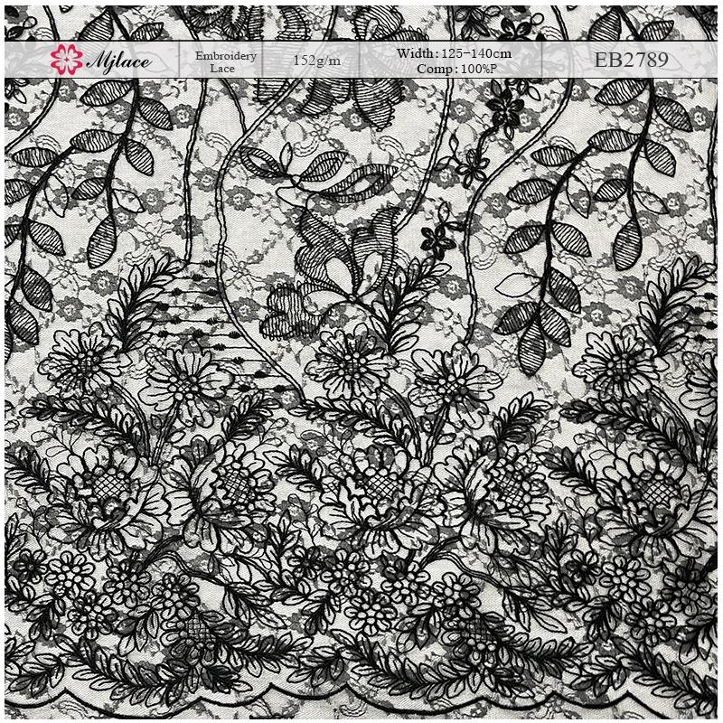 Delicate Floral Cord Embroidery Lace Fabric – Lightweight Trim by MJlace