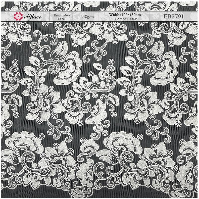 Beautiful Floral Cord Embroidery Lace Fabric – Textured Trim by MJlace