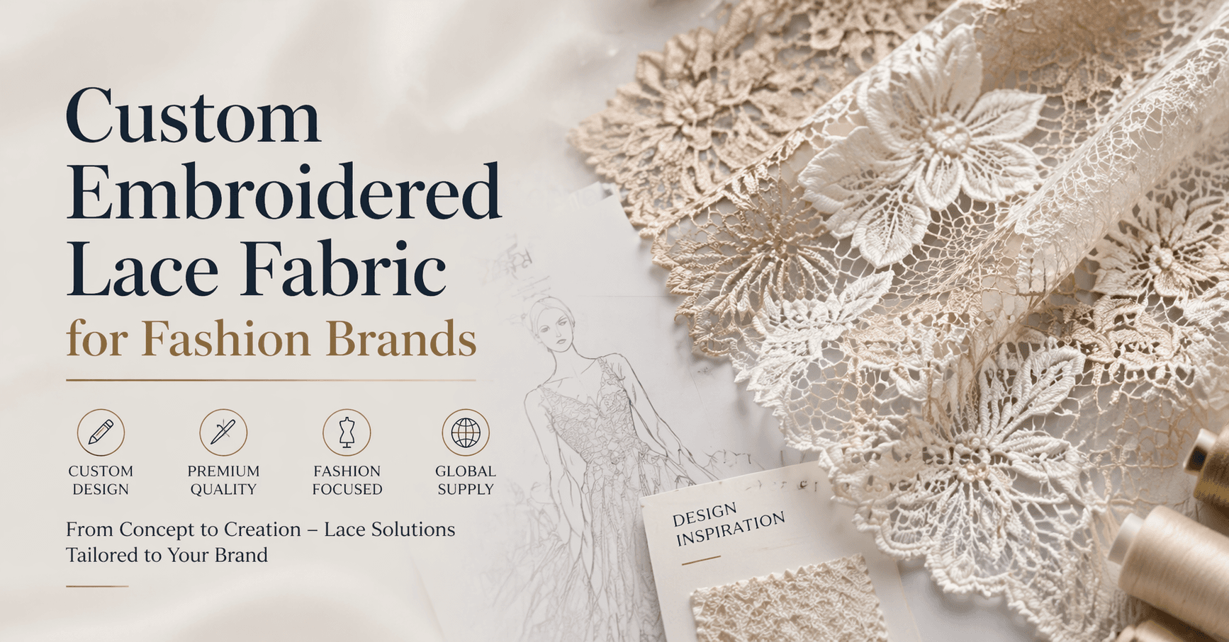 Custom Embroidered Lace Fabric for Fashion Brands