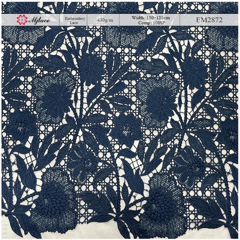 Imperial Bloom Heavyweight Water-Soluble Embroidered Lace – Dense Floral Embroidery Fabric