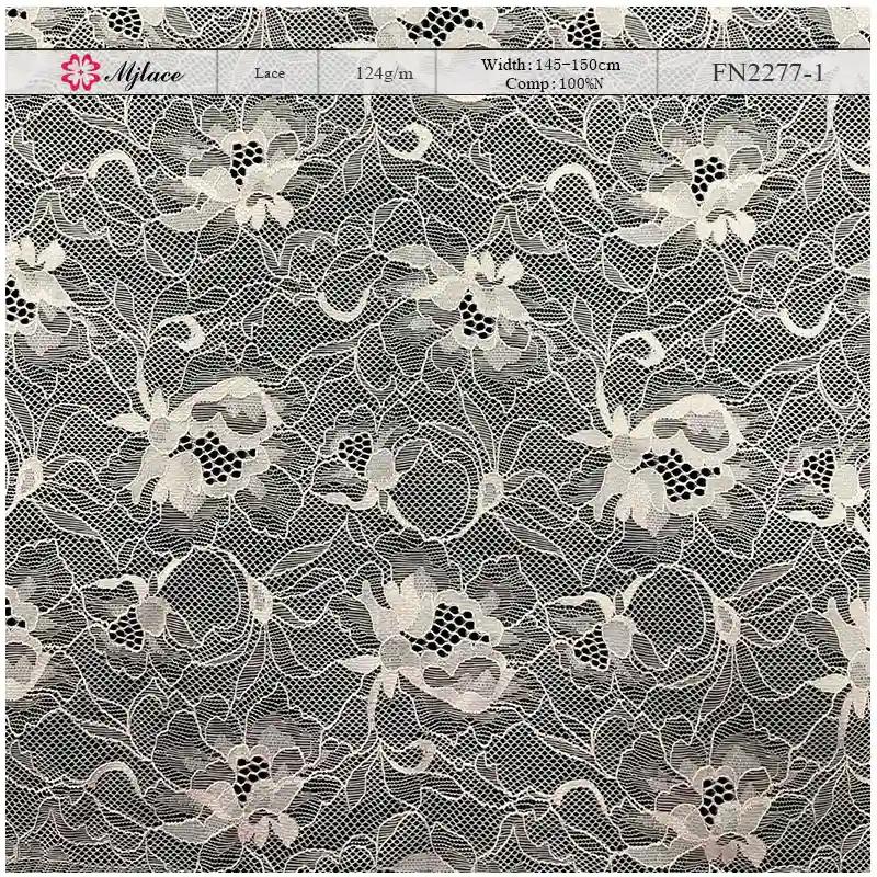 MeadowSong Lightweight Sheer Nylon Lace – Delicate Floral Embroidered Fabric