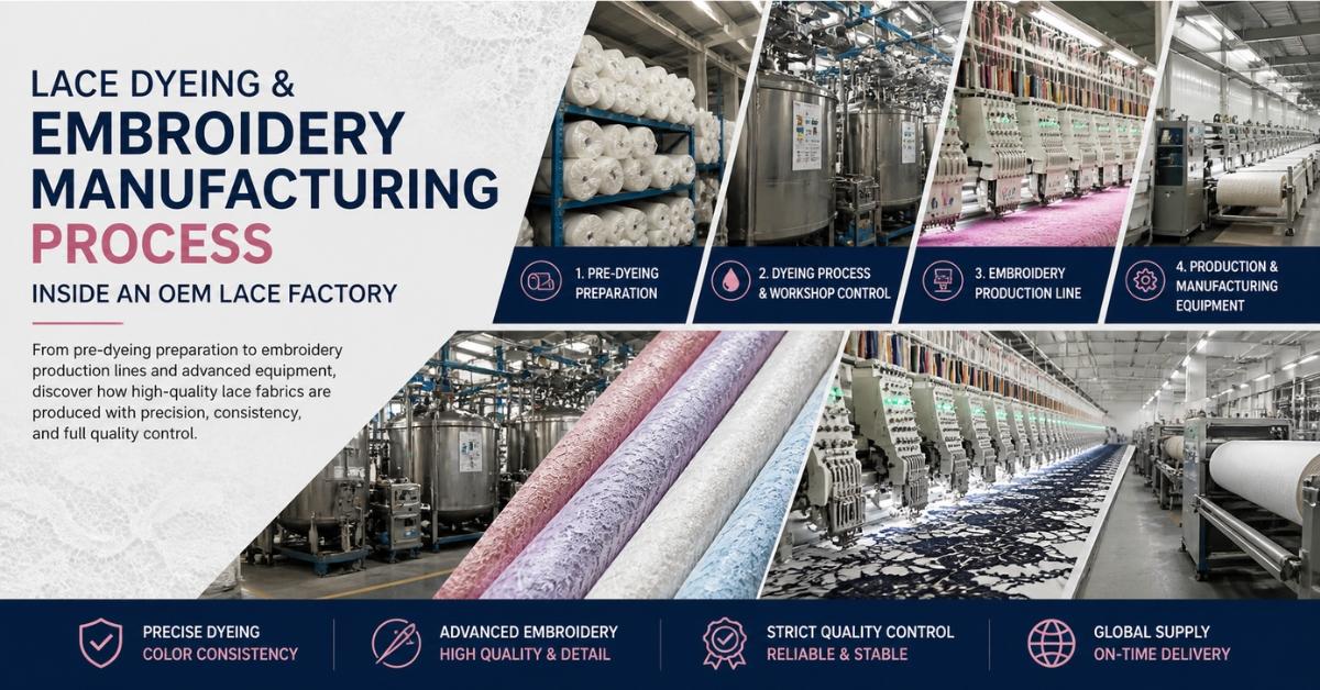Lace Fabric Dyeing & Production Process: Inside an OEM Embroidery Manufacturing Factory