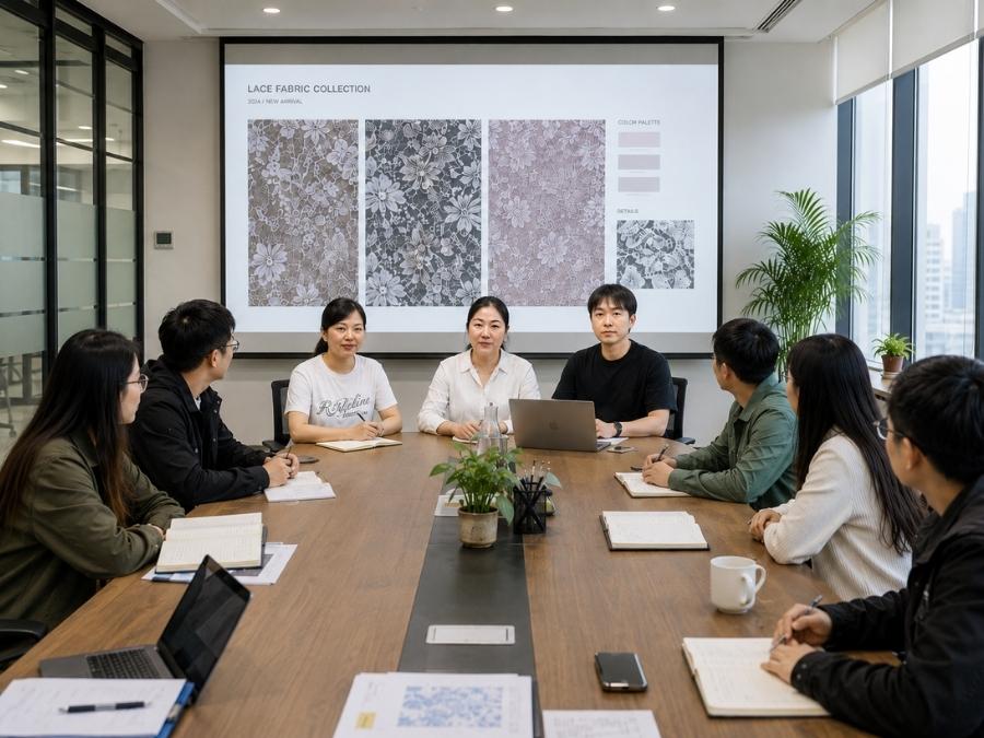 Lace Fabric Team Meeting Client Discussion