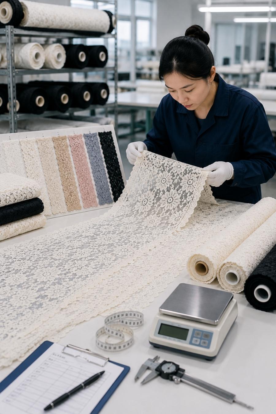 Meijara Lace Color Card Inspection Quality Control