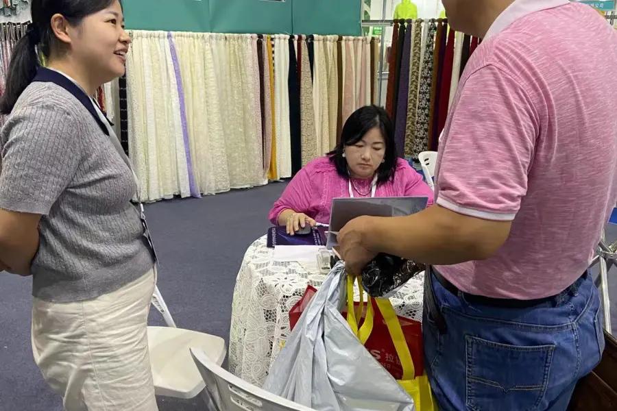 Meijara lace and embroidery products displayed at booth A178