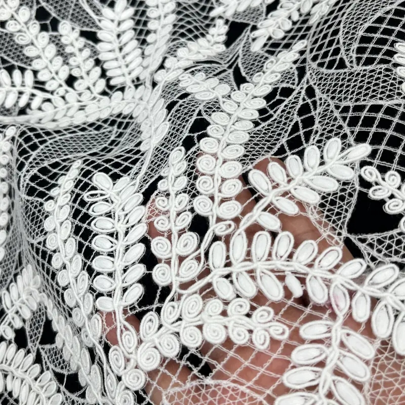 Geometric Embossed Heavyweight Embroidered Lace