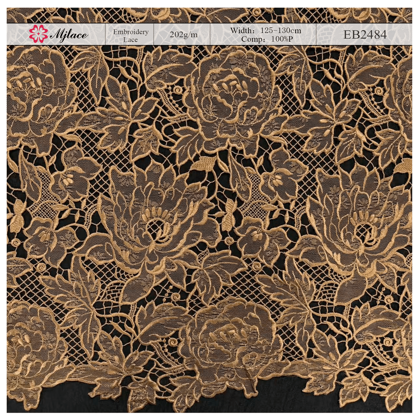 Whispering Petals – Water-Soluble Embroidered Lace