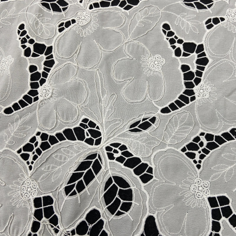 Embroidered floral lace. trellis lace pattern