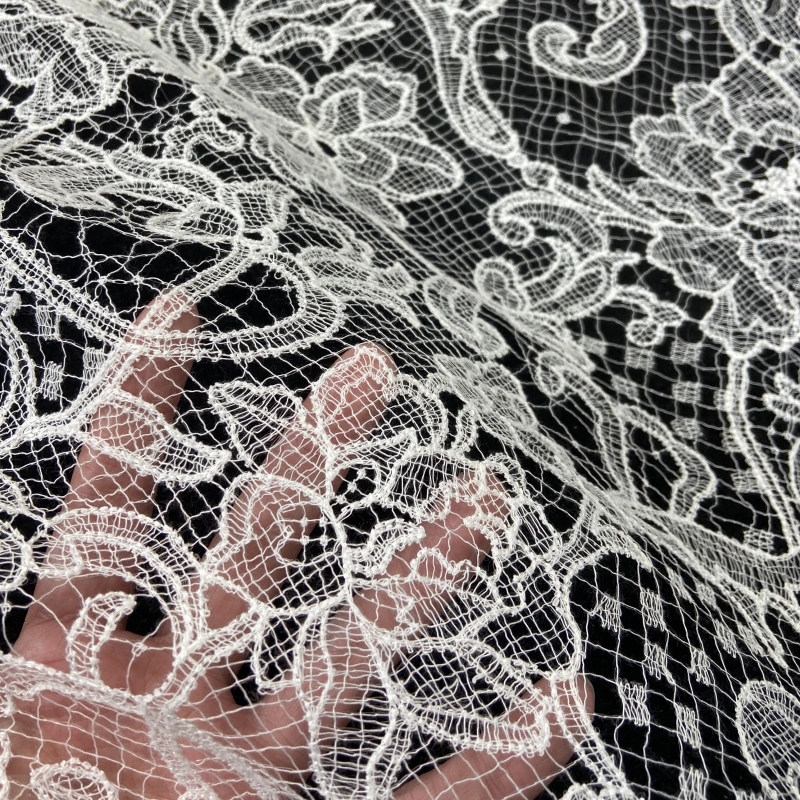 Ethereal Garden Water-Soluble Lace|Delicate Embroidery Fabric for Bridal & Fashion