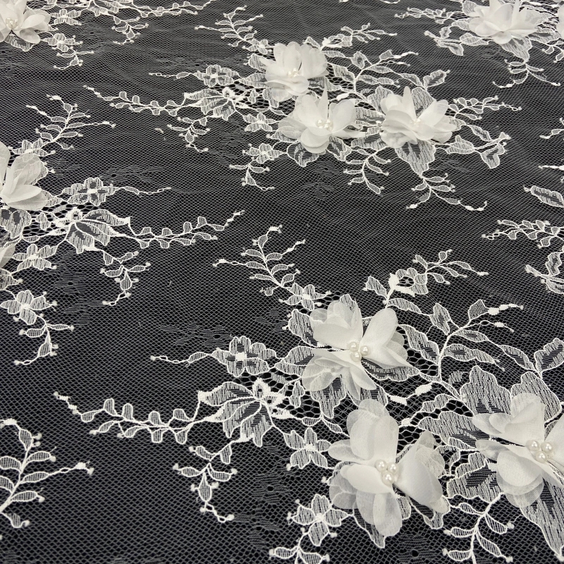 Sculpted Bloom Dimensional-3D Raised Floral Lace Fabric