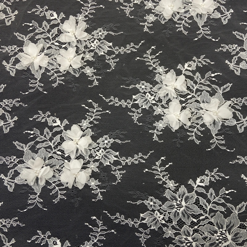 Sculpted Bloom Dimensional-3D Raised Floral Lace Fabric