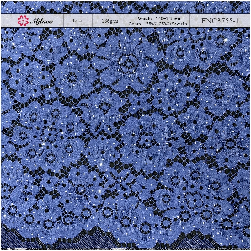 Sheer lace fabric with scattered blossoms