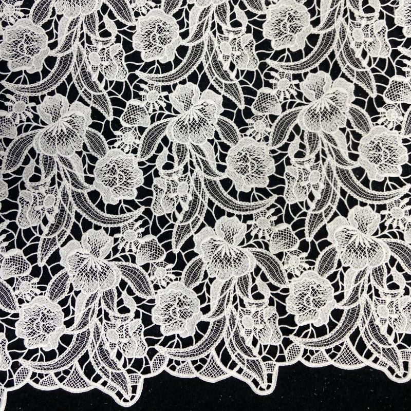 Sheer lace with 3D petal embroidery
