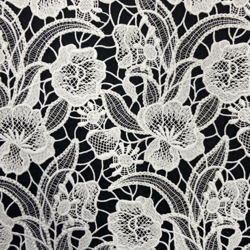 Floral embroidery with velvet leaves